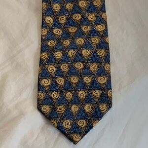 Geoffrey Beene Blue and Gold Geometric Tie
